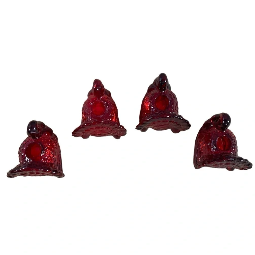 4 Williams-Sonoma Cranberry Turkeys Tapers Candles Holder Cranberry Amberina
